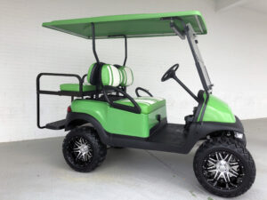 Custom Lime Green Beach Cruiser Club Car Precedent Golf Cart Tidewater Carts 01