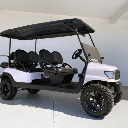 White Alpha Lifted 6 Passenger Limo Club Car Golf Cart
