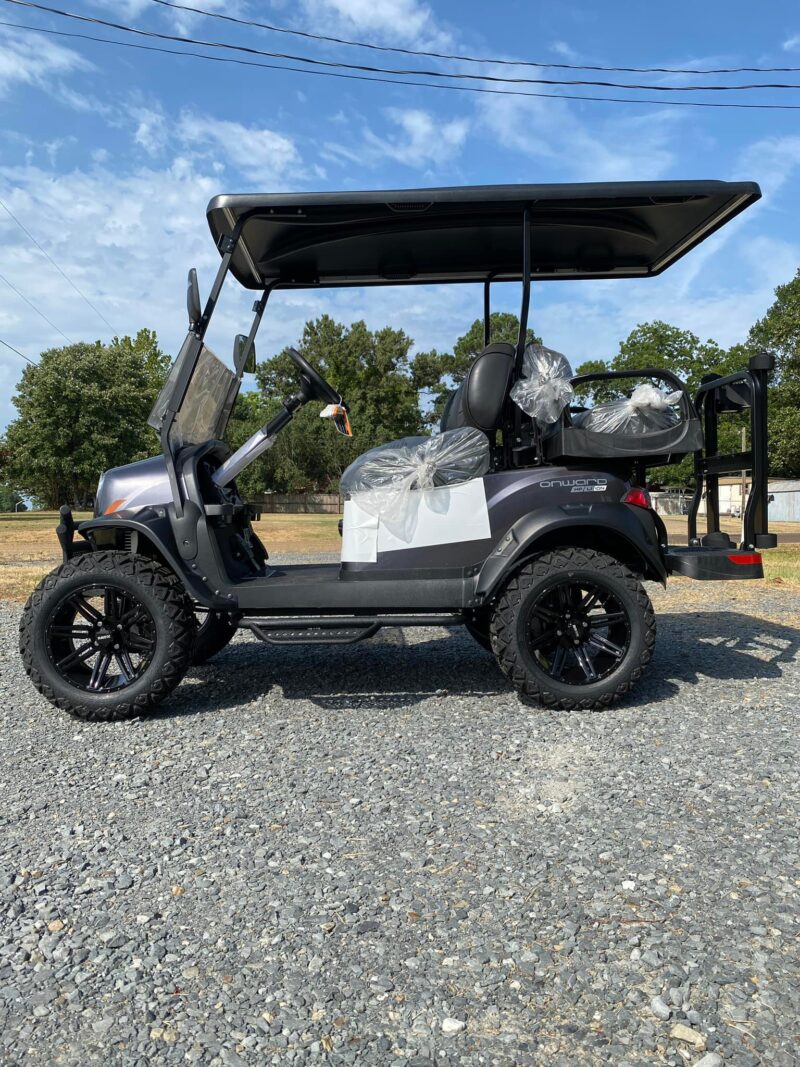 2022 Midnight Silver Metallic Club Car Onward 4 Passenger Lifted Li-Ion HP PTV Custom Golf Cart - Image 6