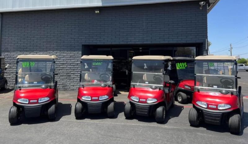 Lot of (4) 2022 EZGO RXV 2 Passenger Golf Carts in Red with Lithium Batteries. - Image 7