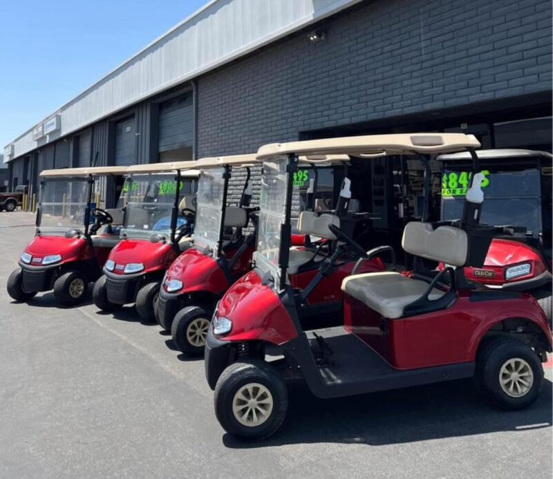 Lot of (4) 2022 EZGO RXV 2 Passenger Golf Carts in Red with Lithium Batteries. - Image 9