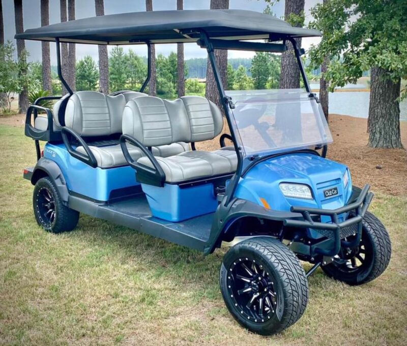 2023 Club Car Onward HP Limo golf cart in beautiful ice blue.