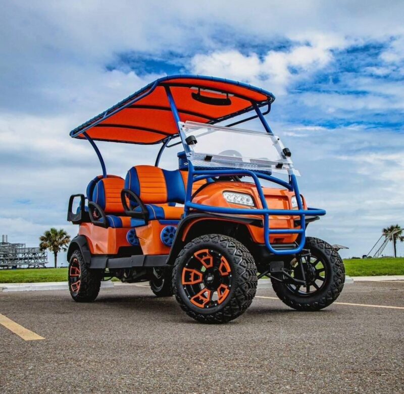 CUSTOM 2023 Club Car Onward 6-Passenger Gas Golf Car in custom CORAL REEF colors!