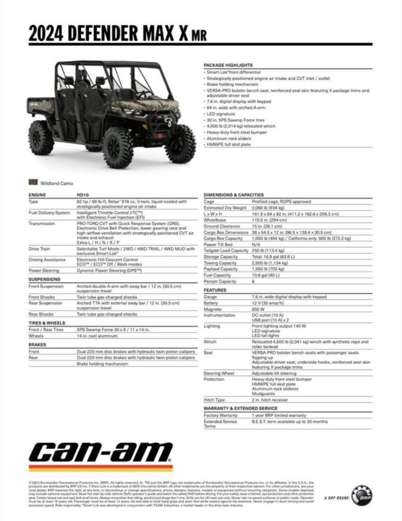 2024 Can Am Defender MAX XMR Half Doors. - Image 2